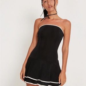 Motel Samira Bandeau Mini Dress In Black